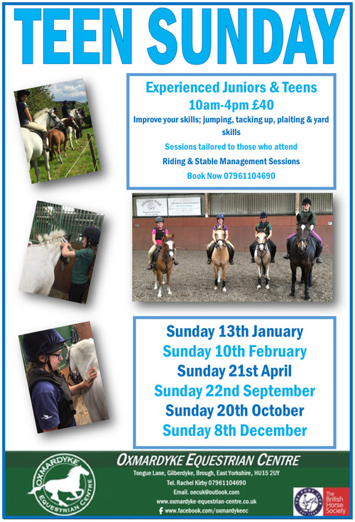 Teen Sundays at Oxmardyke Equestrian Centre