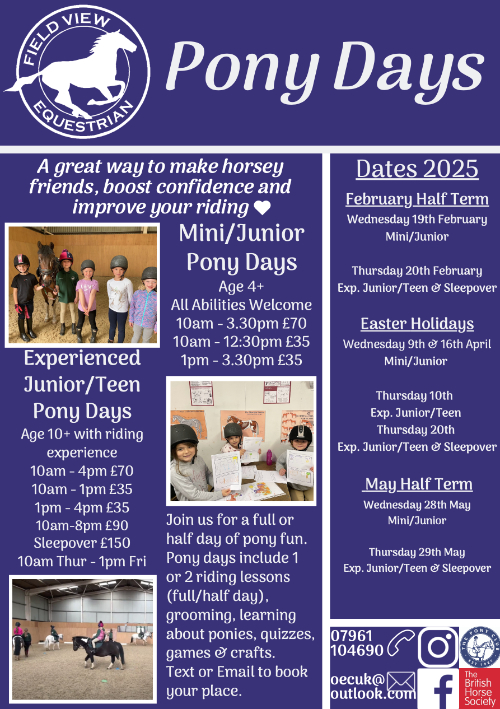 Pony Days at Oxmardyke Equestrian Centre